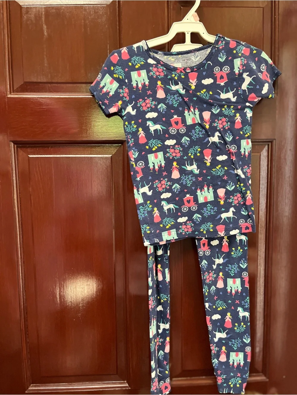 Carter's Navy Fairy Tale Print Pajama Set with Pink and Mint Accents